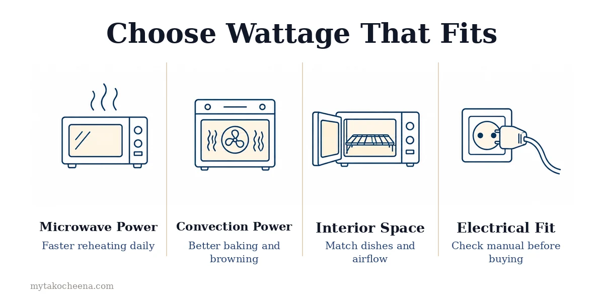 Convection Microwave Wattage: What You Actually Need: Microwave Power, Convection Power, Interior Space, Electrical Fit.