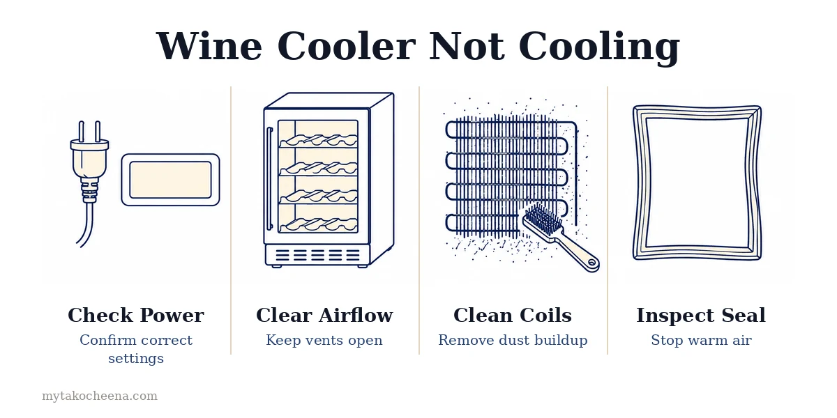How to Fix a Wine Cooler That Won’t Cool: Check Power, Clear Airflow, Clean Coils, Inspect Seal.
