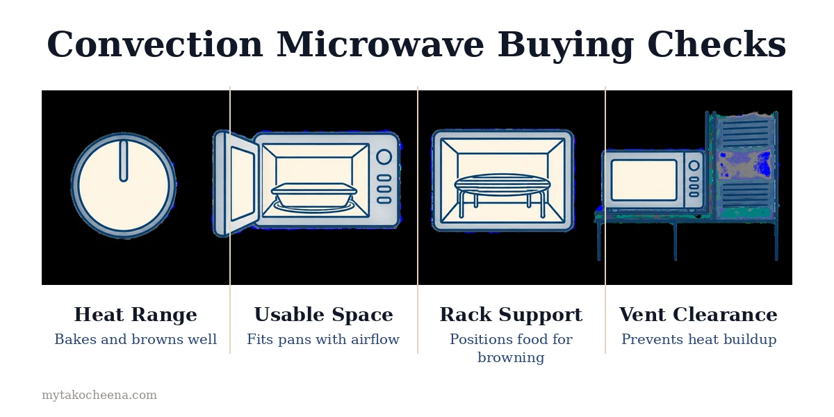 How to Use the Convection Setting on a Microwave: Heat Range, Usable Space, Rack Support, Vent Clearance.