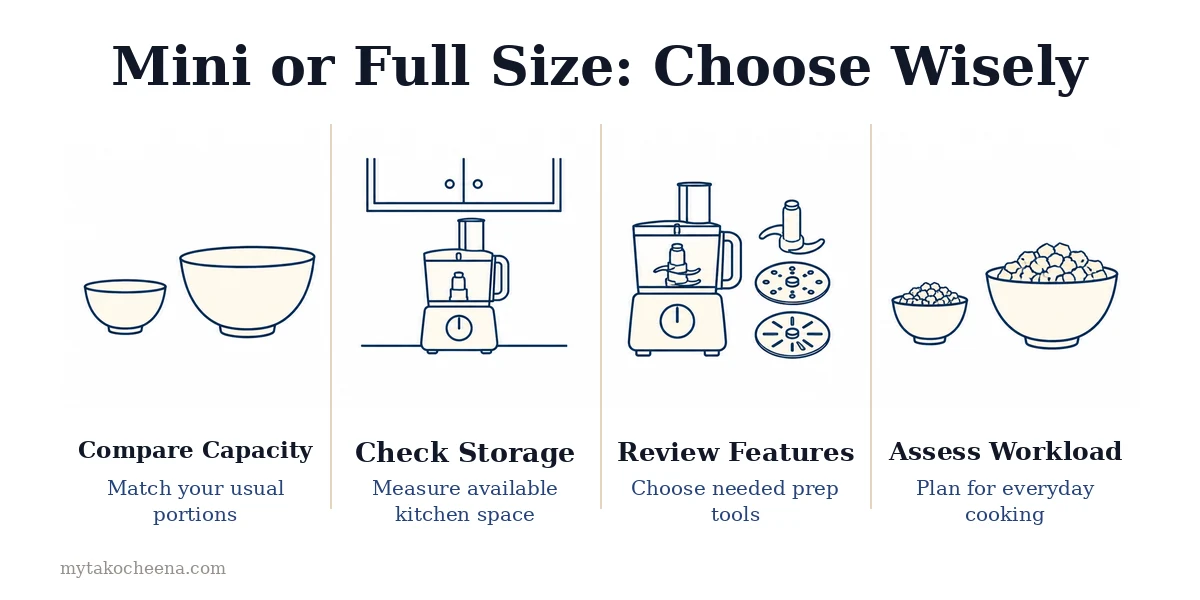 Mini Food Processor vs Full Size: How to Decide: Compare Capacity, Check Storage, Review Features, Assess Workload.