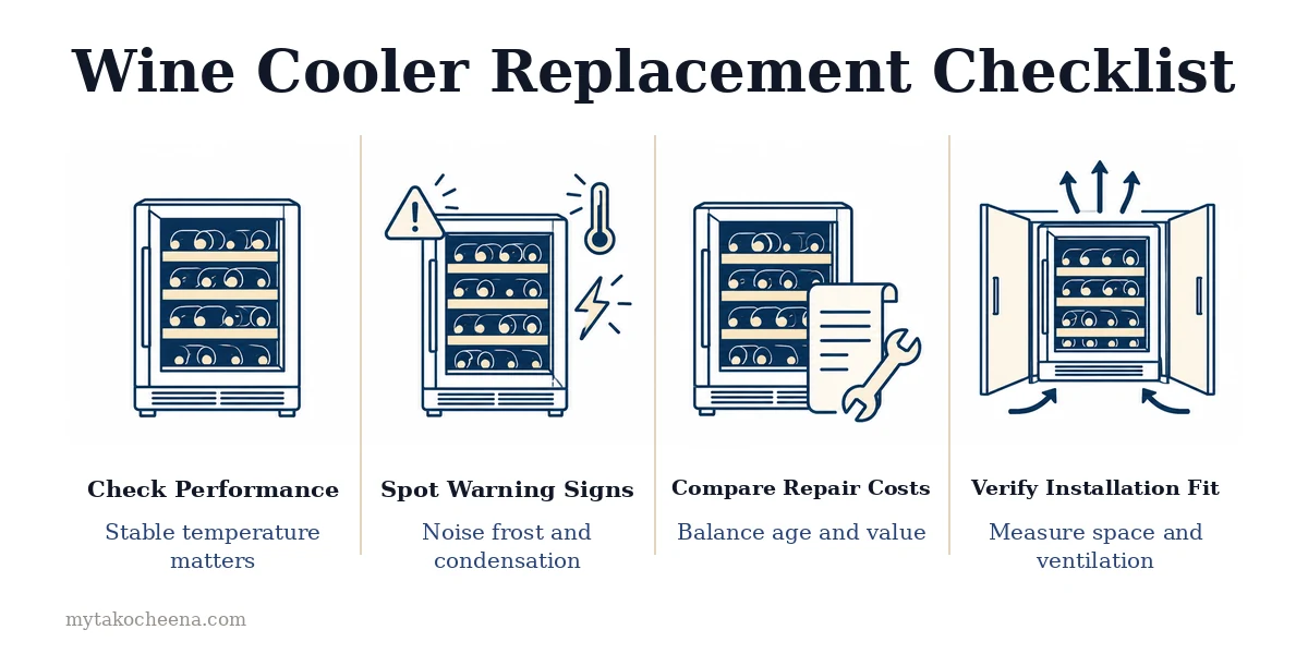 How Long Do Wine Coolers Last Before Replacing: Stable temperature, Clear airflow, Healthy door seal, Repair value.